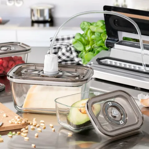 Bộ Hộp Thủy Tinh Hút Chân Không Caso 1197 VacuBoxx ES - Bảo Quản Thực Phẩm An Toàn, BPA Free, Tiết Kiệm Không Gian