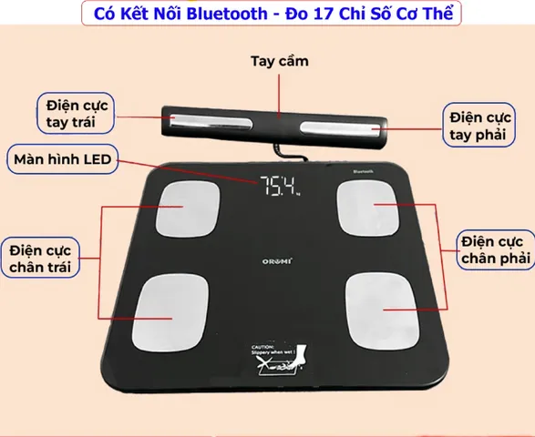 Cân Sức Khỏe Điện Tử Oromi IF2801A - Kết Nối Bluetooth, Đo Phân Tích 17 Chỉ Số Cơ Thể Chính Xác, Thông Minh và Tiện Dụng