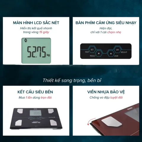 Cân Sức Khỏe Và Phân Tích Cơ Thể Tanita BC-313 - Tự Động Nhận Diện, Chính Xác Đến 0.1kg, Thiết Kế Nhỏ Gọn, Đánh Giá 10 Chỉ Số Cơ Thể