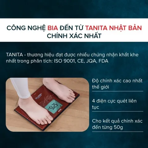 Cân Sức Khỏe Và Phân Tích Cơ Thể Tanita BC-313 - Tự Động Nhận Diện, Chính Xác Đến 0.1kg, Thiết Kế Nhỏ Gọn, Đánh Giá 10 Chỉ Số Cơ Thể
