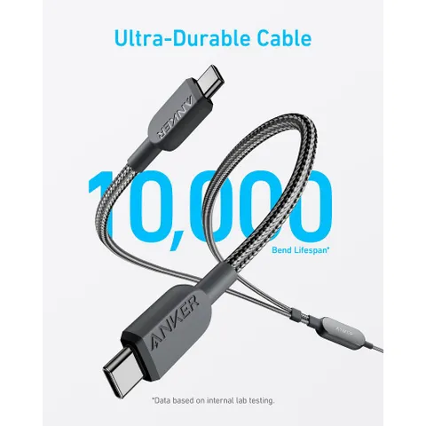 Cáp Sạc Nhanh 2in1 Anker A8895 USB C to USB C 140W - Dài 1.2m, Chống Rối, Sạc Đa Thiết Bị, Phù Hợp Cho Chuyến Đi Xa