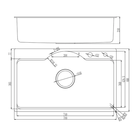 Chậu Rửa Bát Inox Faster FS 7848 HMS - Sang Trọng, Hiện Đại, 1 Hố Rộng, Chất Liệu Inox 304 Chịu Va Đập, Tiện Lợi Vệ Sinh