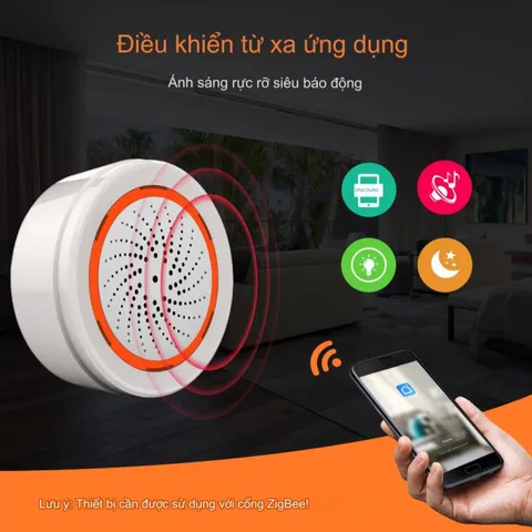 Chuông Báo Khách Chống Trộm Thông Minh Zigbee Tuya - Âm Thanh 90db, 14 Kiểu Chuông Tùy Chọn, Giám Sát An Ninh Tiện Lợi