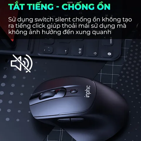 Chuột Không Dây Sạc Inphic DR2 - Chuột Gaming Ergonomic Kiểu Dáng Sang Trọng, Silent Click, Kết Nối USB và Bluetooth 4.0/5.0