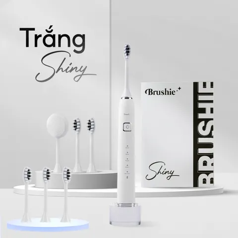 Combo Bàn Chải Điện Brushie Ultra - 5 Chế Độ, 3 Đầu Bàn Chải Thay Thế - Làm Sạch Nhanh Chóng, Hỗ Trợ Răng Nhạy Cảm