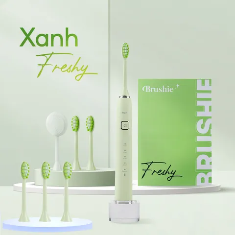 Combo Bàn Chải Điện Brushie Ultra - 5 Chế Độ, 3 Đầu Bàn Chải Thay Thế - Làm Sạch Nhanh Chóng, Hỗ Trợ Răng Nhạy Cảm