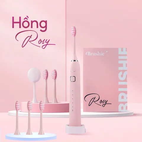 Combo Bàn Chải Điện Brushie Ultra - 5 Chế Độ, 3 Đầu Bàn Chải Thay Thế - Làm Sạch Nhanh Chóng, Hỗ Trợ Răng Nhạy Cảm