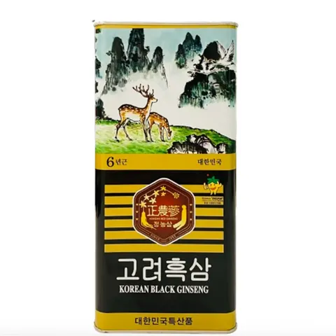 Hắc Sâm Khô Nguyên Củ Hộp Thiếc Cao Cấp Insam Korea Black Ginseng - Tăng Cường Sức Khỏe và Miễn Dịch - Sản Phẩm Nhân Sâm Hàn Quốc 300g