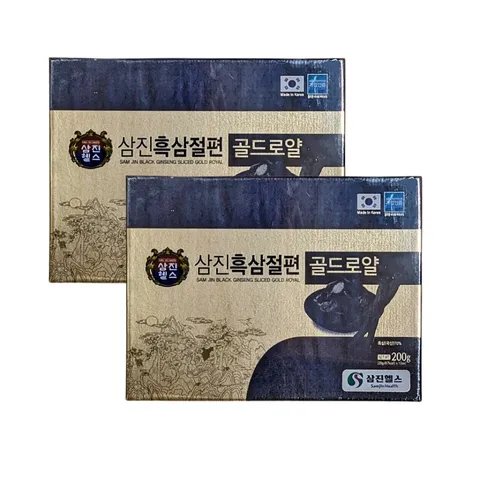 Hắc Sâm Lát SamJin Black Ginseng Sliced Gold Royal - Nhân Sâm Hàn Quốc Giàu Saponin Tăng Cường Sức Khỏe 200g