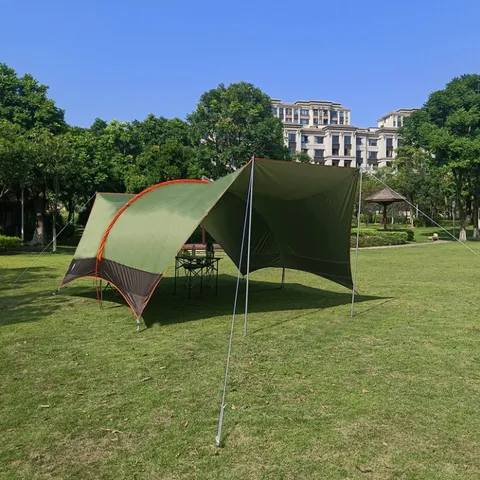 Lều Cắm Trại Mái Vòm Tán Hở Không Đáy 6x3.8m - Lều Du Lịch Không Gian Rộng Chống Nắng Mưa, Phụ Kiện Kèm Theo