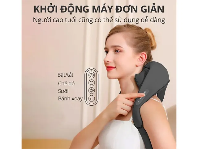 Máy Massage Cổ Vai Gáy Kachi MK366 4D - Thiết Kế Độc Đáo, Đầu Massage Silicon Mềm, Hỗ Trợ Giảm Đau, Tăng Tuần Hoàn Máu