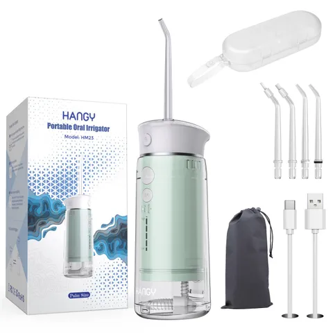 Máy tăm nước gấp gọn 3 chế độ làm sạch Hangy HM23 - Công nghệ tia nước siêu âm, áp suất 120PSI, chăm sóc răng miệng hiệu quả tại nhà