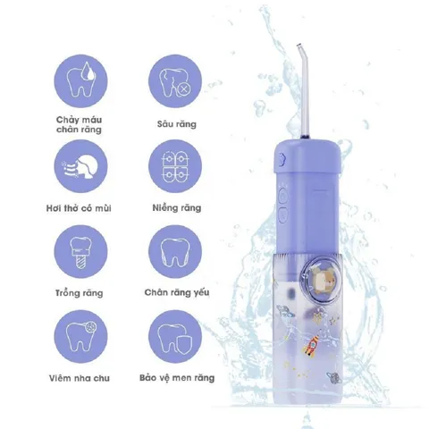 Máy Tăm Nước Mini Cho Trẻ Em HANGY XY-9 - Thiết Kế Đầu Xịt Nhỏ, 4 Đầu Phun, Dung Tích 130ml, 2 Chế Độ Vệ Sinh Răng Miệng