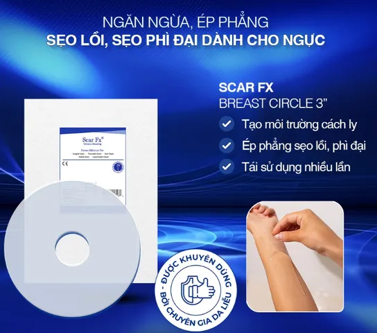 Miếng Dán Silicone Hỗ Trợ Xóa Mờ Sẹo Phẫu Thuật Ngực Rejuvaskin Scar FX Breast Circle - Tái Sử Dụng, Chăm Sóc Da Hiệu Quả