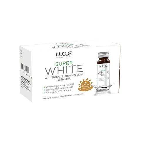 Nước Uống Trắng Da Nucos Super White Nhật Bản - Collagen & Vitamin C Hỗ Trợ Dưỡng Trắng Da, Hiệu Quả Giảm Nám, Đều Màu Da