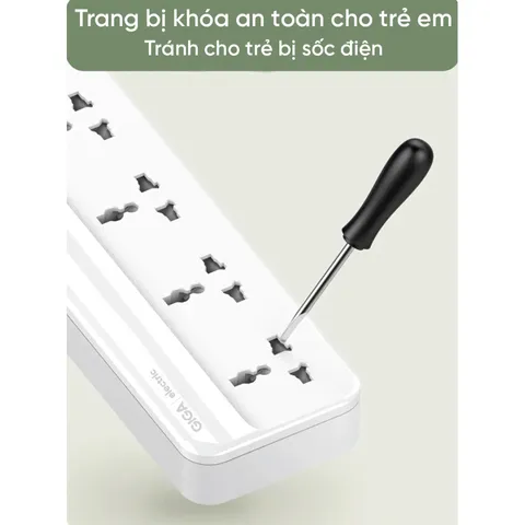 Ổ Cắm Điện Giga Electric GS-C5614 - 5 Cổng Tiêu Chuẩn & 6 Cổng USB Sạc Nhanh - Thiết Bị Gia Đình Thông Minh An Toàn Cho Trẻ Em