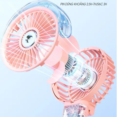 Quạt Cầm Tay Mini Creen CR-S5 Tích Hợp Phun Sương - Quạt Tản Nhiệt Thông Minh, Thiết Kế Gọn Nhẹ Dành Cho Ngày Nóng Khô