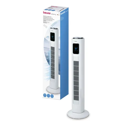Quạt Tháp Beurer LV200 - Quạt Tích Hợp Hẹn Giờ, Điều Khiển Từ Xa, 3 Tốc Độ & Chế Độ - Mẫu Quạt Điện Yên Tĩnh, Thông Minh, Nhiệt Độ LED