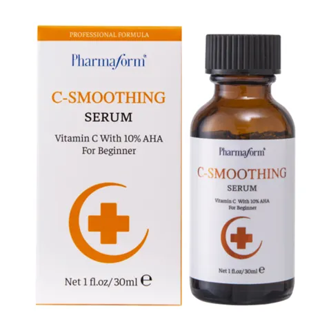 Serum Pharmaform C-Smoothing Vitamin C 30ml + 10% AHA - Làm mờ vết thâm, dưỡng da sáng mịn, phù hợp cho da nhạy cảm và lão hóa