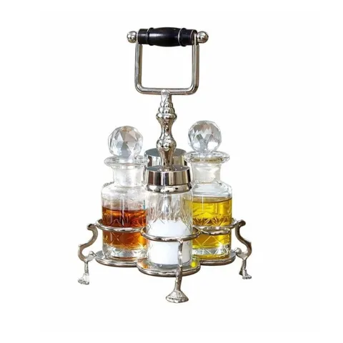 Set 4 Lọ Đựng Gia Vị Loberon Cao Cấp - Phong Cách Châu Âu Cổ Điển, Khung Đồng Thau Sang Trọng, Thiết Kế Đẹp Mắt Cho Nhà Bếp