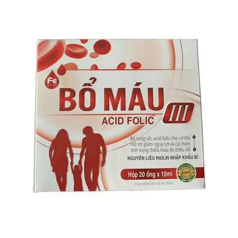 Siro Bổ Máu III - Hỗ trợ Bổ Sung Sắt và Acid Folic cho Cơ Thể, Tăng Tạo Máu, Giảm Thiếu Máu - Hộp 20 Ống 10ml
