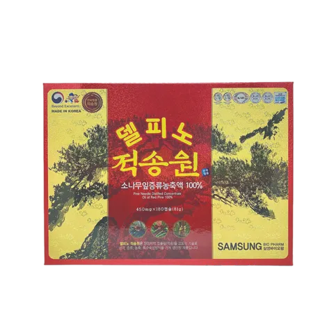 Viên Uống Tinh Dầu Thông Đỏ Del Pino Jeok Song Won - Hỗ Trợ Sức Khỏe, Cải Thiện Tâm Trạng, 180 Viên Hàn Quốc