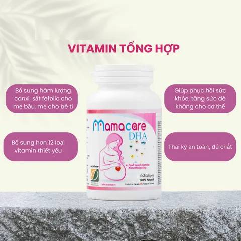 Vitamin Tổng Hợp Mamacare DHA cho Mẹ Bầu - 60 Viên Hỗ Trợ Thai Kỳ Khỏe Mạnh và Phát Triển Thai Nhi