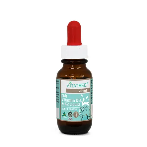 Vitatree Kids Vitamin D3 & K2 Liquid - Hỗ Trợ Hấp Thụ Canxi Cho Trẻ - Bổ Sung Vitamin D3 K2 Giúp Phát Triển Chiều Cao 20ml
