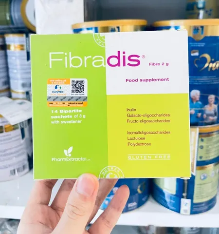 Bột uống Fibradis bổ sung chất xơ cho trẻ em từ 1 tuổi, hỗ trợ tiêu hóa, ngừa táo bón, công thức hòa tan dễ hấp thu, gói tiện lợi 14 gói x 3g