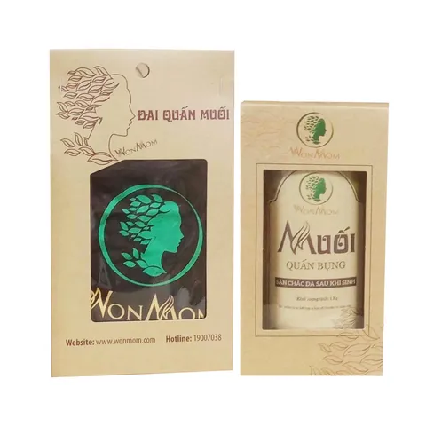 Combo Đai Quấn Muối & Muối Thảo Dược Wonmom Giúp Giảm Mỡ Bụng Sau Sinh - An Toàn, Tự Nhiên, Hiệu Quả Cao