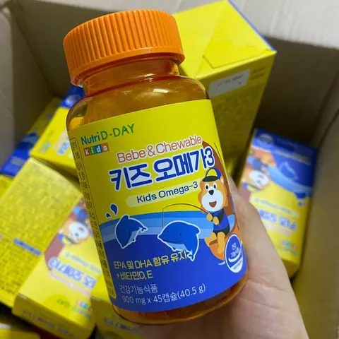Dầu Cá Omega 3 Nutri D-Day Baby & Kids dạng viên nhai vị cam - Bổ mắt, phát triển trí não cho trẻ từ 2 tuổi trở lên