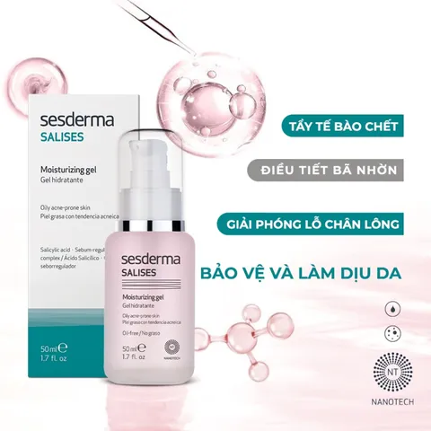 Gel Dưỡng Ẩm Cho Da Dầu Mụn Sesderma Salises 50ml - Cải Thiện Tình Trạng Mụn, Điều Tiết Bã Nhờn, Dưỡng Ẩm Da Mịn Màng Tươi Tắn