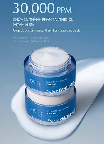 Kem Dưỡng Ẩm B5 Phục Hồi Lomere Super Panthenol - Kem Cấp Ẩm & Làm Dịu Da - Dành Cho Da Nhạy Cảm 50ml