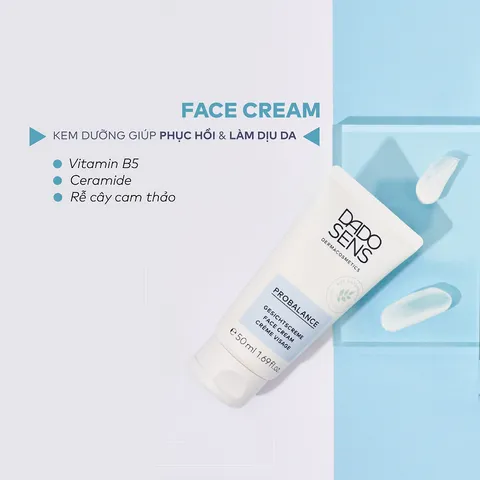 Kem Dưỡng Phục Hồi Dado Sens Face Cream 50ml - Làm Dịu, Cấp Ẩm Cho Da Nhạy Cảm Hỗ Trợ Khôi Phục Tổn Thương