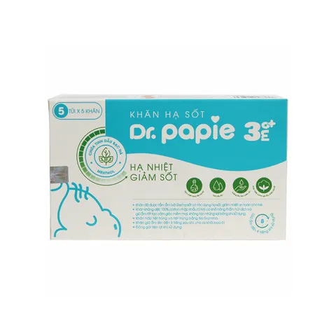 Khăn Lau Hạ Sốt Dr.Papie 3+ Cho Bé - Giải Pháp Làm Mát Và Hạ Nhiệt An Toàn, Hỗ Trợ Giảm Sốt Hiệu Quả Cho Trẻ Em