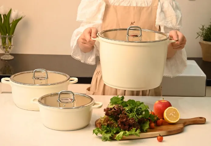 Nồi phủ gốm chống dính cao cấp Haatz Hàn Quốc - Chất liệu bền bỉ, dễ vệ sinh, phù hợp mọi loại bếp, nhiều kích thước 20, 24, 28cm