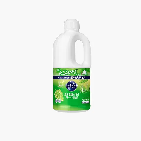 Nước Rửa Chén Bát Đậm Đặc KAO Kyukyuto 1250ml - Tiêu Diệt Khuẩn, Sạch Bóng, Hương Bạc Hà, Dùng Cho Chén Đĩa, Dụng Cụ Nấu Ăn