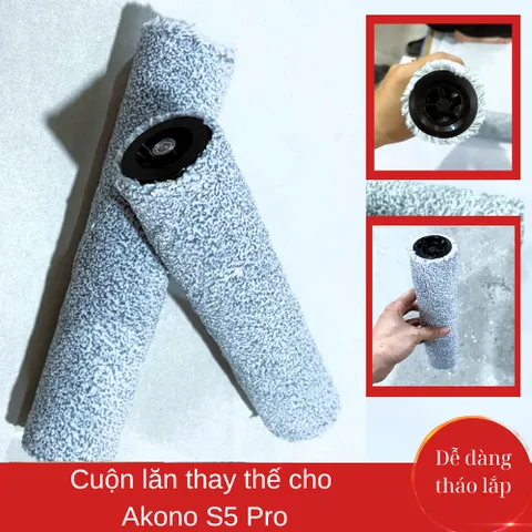 Phụ kiện Thay thế Máy Hút Bụi Không Dây Akono S5 Pro - Pin 5200mAh và Con Lăn Microfiber Cao Cấp giúp Tăng Tuổi Thọ Sản Phẩm