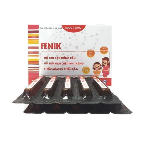Sắt Dạng Nước Fenik Dược Vương - Hỗ Trợ Bổ Máu, Cung Cấp Sắt III, Acid Folic, Vitamin B6, B12 - Hộp 20 Ống 10ml