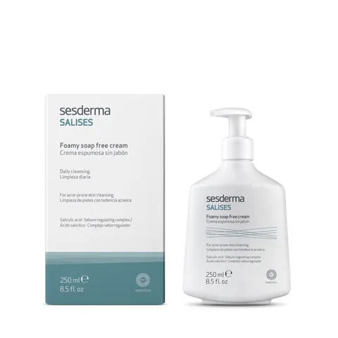 Sữa Rửa Mặt Da Dầu Mụn Sesderma Salises Cream 250ml - Kiềm Dầu, Giảm Mụn Với 2% Acid Salicylic, Dịu Nhẹ, Không Xà Phòng