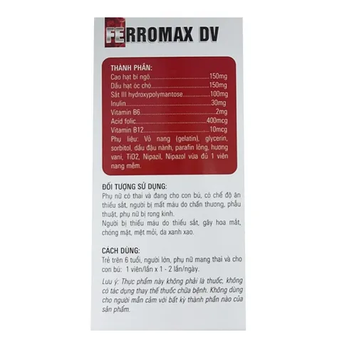 Viên uống bổ sung sắt Ferromax Dược Vương - Hỗ trợ tạo hồng cầu, cung cấp sắt III, acid folic, vitamin B6, B12 cho người lớn và trẻ em.
