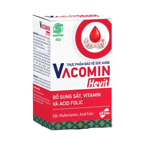 Viên uống bổ sung sắt và vitamin Vacomin Hevit - Hỗ trợ sức khỏe, tăng cường đề kháng, giảm thiếu máu 60 viên