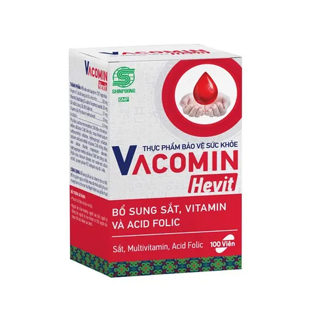 Viên uống bổ sung sắt và vitamin Vacomin Hevit - Hỗ trợ sức khỏe, tăng cường đề kháng, giảm thiếu máu 60 viên