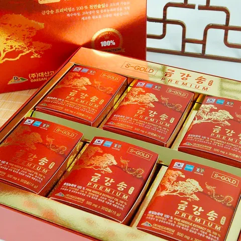 Viên Uống Tinh Dầu Thông Đỏ Daesan S-Gold Premium 180 Viên - Tăng Cường Sức Khỏe, Hỗ Trợ Gan và Giấc Ngủ Tốt Hơn