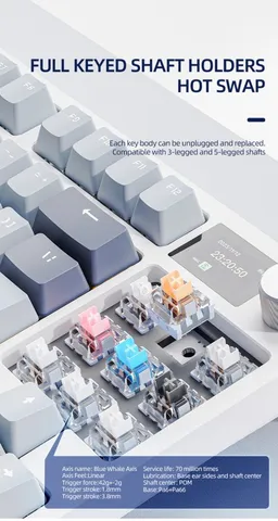 Bàn Phím Cơ Bluetooth Không Dây Attack Shark K86 RGB - Màn Hình Tùy Chỉnh, Hot Swap 5 Pin, Đèn LED RGB Nhiều Chế Độ