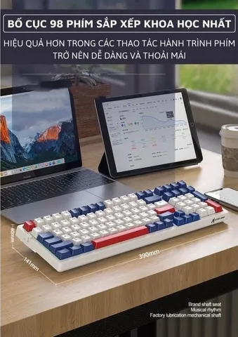 Bàn Phím Cơ Gaming Bluetooth Không Dây K98BT Led RGB 16.8 triệu màu - Kết nối đa thiết bị, lý tưởng cho game thủ và văn phòng