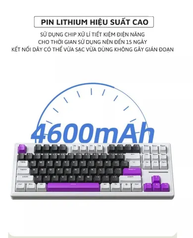 Bàn Phím Cơ Gaming Không Dây Bluetooth XM87 V2 Pro 2024 - White Switch Hotswap, Chống Bóng Mờ, Hiệu Ứng Ánh Sáng Đặc Biệt