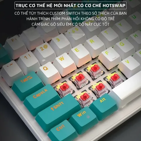 Bàn Phím Cơ Không Dây K6BT - Red Switch LED Đổi Màu, Thiết Kế 98% Bền Đẹp, Pin 5000mAh, Thao Tác Mượt Mà cho Game Thủ