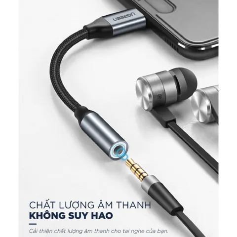 Cáp chuyển Type-C sang 3.5mm Ugreen AV142 - Kết nối tai nghe và loa, không chip DAC, chất lượng âm thanh tốt, thiết kế nhỏ gọn, tiện dụng.