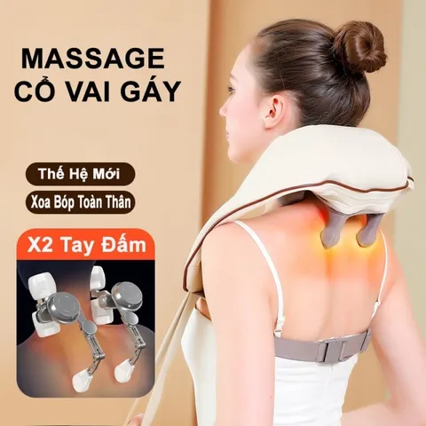 Đai Massage Cổ Vai Gáy Hồng Ngoại 6D HJ-818 Cao Cấp - Giảm Đau Nhức, Công Nghệ NTC, Sạc USB Type-C, Hỗ Trợ Thư Giãn Mỗi Ngày